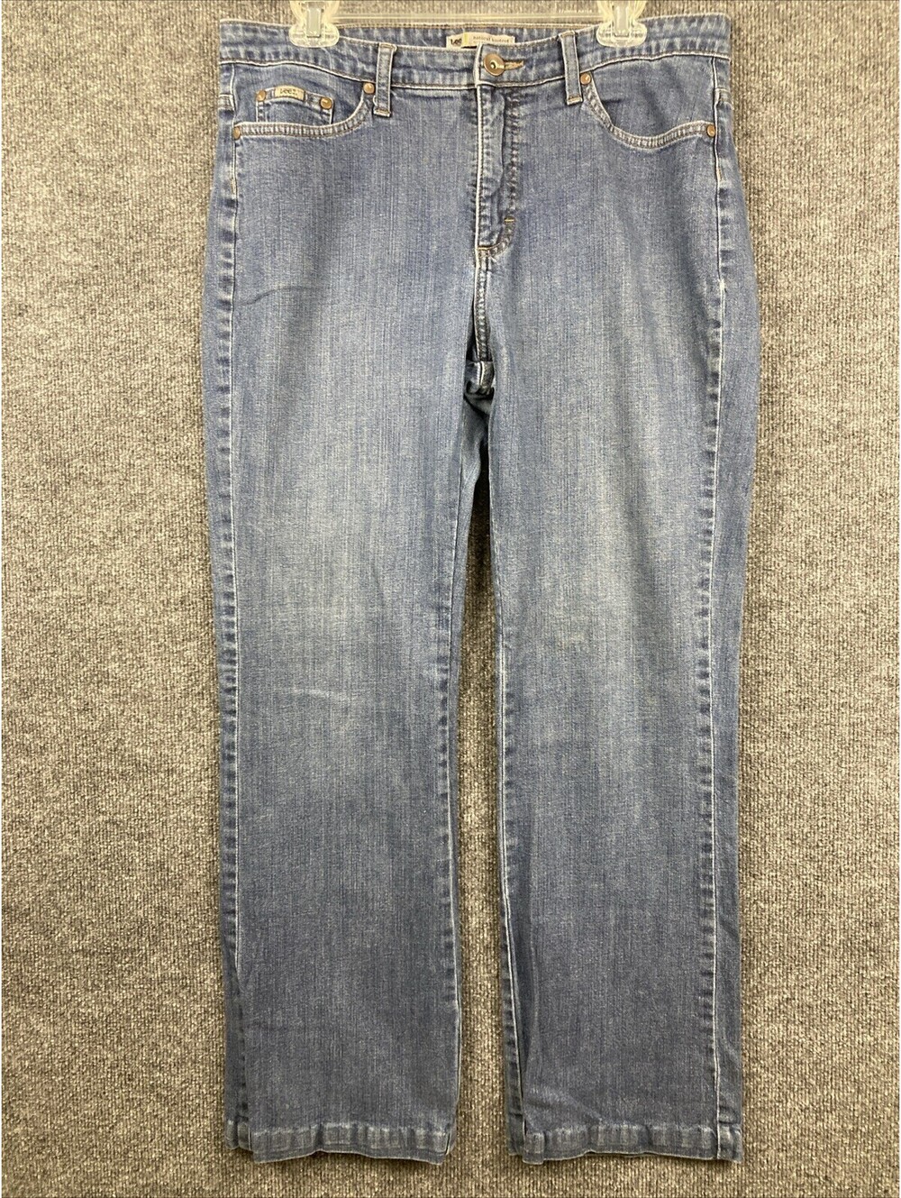 Lee Womens Sz 14 Med Wash Natural Boot Cut Just Below the Waist Denim Blue Jeans